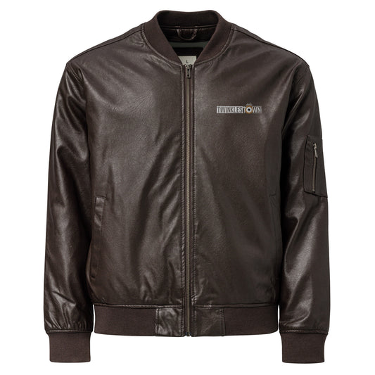 Brown Leather Bomber Jacket